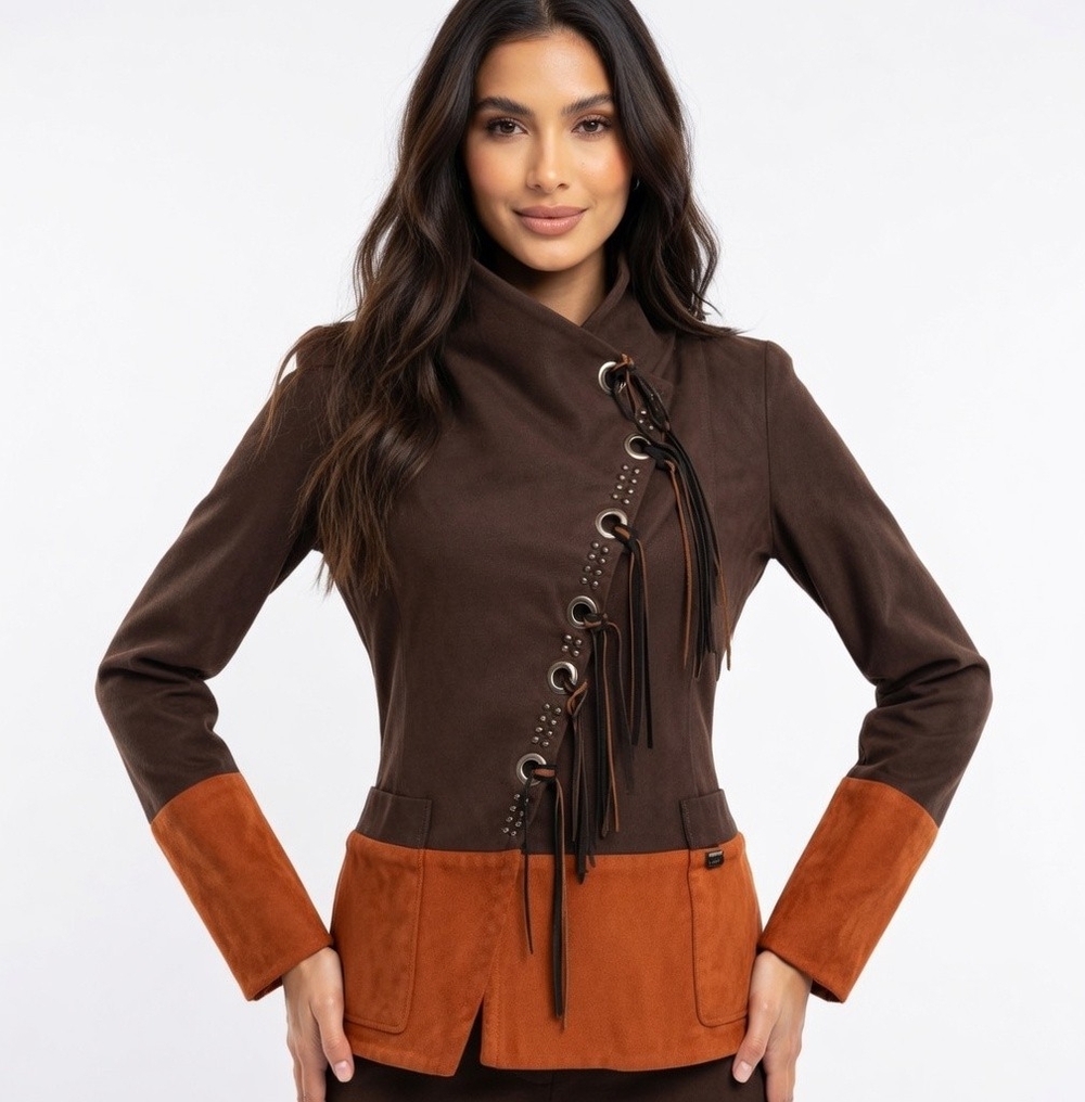 Maria Grazia Severi Wool Blend Suit Blazer Brown Orange Italy Made Womens Size S